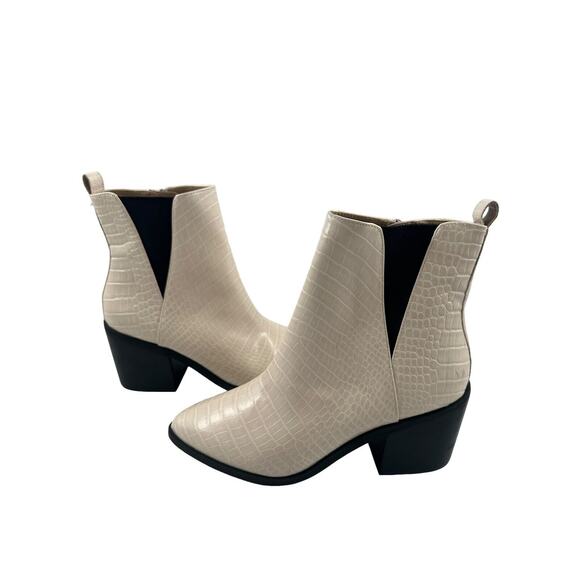 BP Nordstrom | Women’s 6.5 Baylee Ivory Faux Leather Western Ankle Boots Croco - Picture 8 of 13